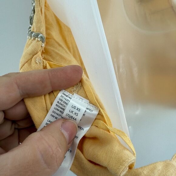 Free People Goa Embroidered Crop Top Yellow Size XS Tie Back Boho Halter Beaded - Picture 8 of 9